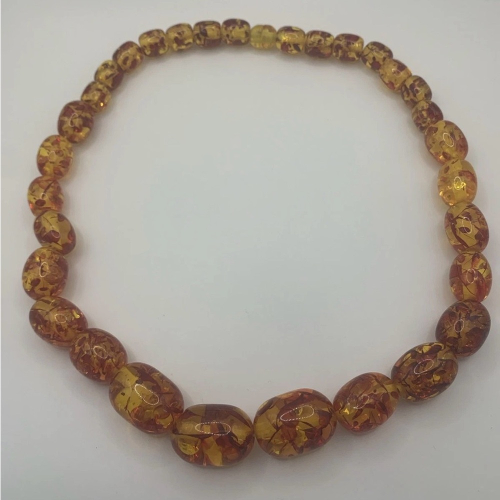 Orange Beaded Necklace with Red Accents